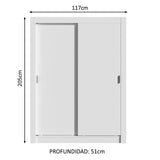 Placard Soltero Dallas Plus 2 Puertas Corredizas 4 Cajones Blanco