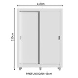 Placard Soltero Denver 2 Puertas Corredizas con Patas Blanco