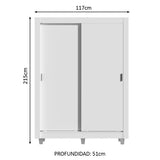 Placard Soltero Denver 2 Puertas Corredizas con Patas Blanco