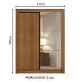 Placard Soltero 2 Puertas Corredizas con Espejo 2 Cajones Marrón Dallas