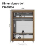 Placard Soltero Denver 2 Puertas Corredizas Espejos con Patas Marrón