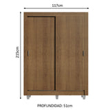 Placard Soltero Dallas 2 Puertas Corredizas 2 Cajones con Patas Marrón