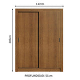 Placard Soltero Dallas Plus 2 Puertas Corredizas 4 Cajones Marrón