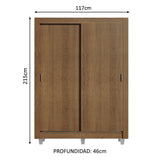 Placard Soltero Dallas Plus 2 Puertas Corredizas 4 Cajones con Patas Marrón
