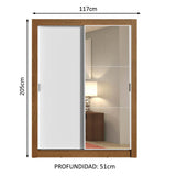 Placard Soltero 2 Puertas Corredizas con Espejo 2 Cajones Marrón/Blanco Dallas