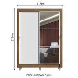 Placard Madesa Denver con Patas 2 Puertas Corredizas 1 Espejo 1.17 m x 2.15 m Marrón/Blanco