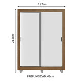 Placard Soltero Dallas Plus 2 Puertas Corredizas 4 Cajones con Patas Marrón/Blanco