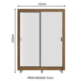 Placard Soltero Dallas Plus 2 Puertas Corredizas 4 Cajones con Patas Marrón/Blanco