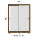 Placard Armario individual Madesa Denver 2 Purtas Corredizas con Patas Marrón/Blanco
