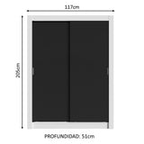 Placard Soltero Dallas Plus 2 Puertas Corredizas 4 Cajones Blanco/Negro
