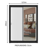 Placard Soltero Denver 2 Puertas Corredizas con Espejo Negro