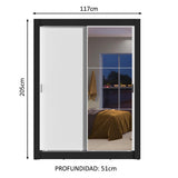 Placard Soltero Dallas 2 Puertas Corredizas con Espejo 2 Cajones Negro/Blanco