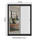 Placard Soltero Dallas Plus 2 Puertas Corredizas con Espejo 4 Cajones Negro/Blanco