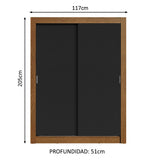 Placard Soltero Dallas Plus 2 Puertas Corredizas 4 Cajones Marrón/Negro