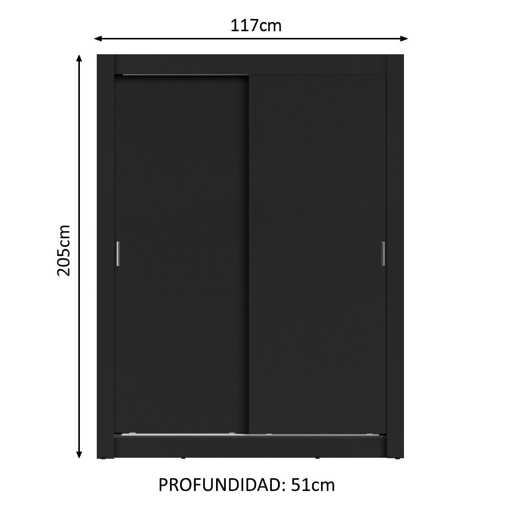 Placard Soltero Denver 2 Puertas Corredizas Negro
