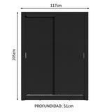 Placard Soltero Denver 2 Puertas Corredizas Negro