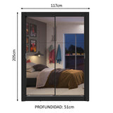 Placard Soltero Dallas 2 Puertas Corredizas de Espejo 2 Cajones Negro