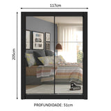 Placard Soltero Dallas Plus 2 Puertas Corredizas de Espejo 4 Cajones Negro