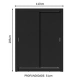 Placard Soltero Dallas Plus 2 Puertas Corredizas 4 Cajones Negro