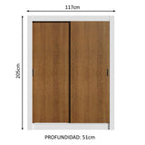 Placard Soltero Dallas Plus 2 Puertas Corredizas 4 Cajones Blanco/Marrón