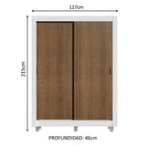 Placard Soltero Denver 2 Puertas Corredizas con Patas Blanco/Marrón