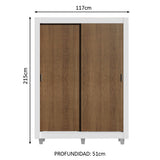 Placard Soltero Denver 2 Puertas Corredizas con Patas Blanco/Marrón
