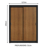 Placard Soltero Dallas 2 Puertas Corredizas 2 Cajones Negro/Marrón