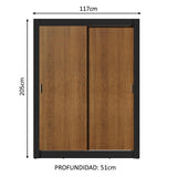 Placard Soltero Dallas Plus 2 Puertas Corredizas 4 Cajones Negro/Marrón