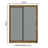 Placard Ropero Solteiro Madesa Denver 2 Puertas Corredizas Marrón/Gris