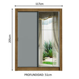 Placard Ropero Solteiro Madesa Denver 2 Puertas Corredizas con Espejo Marrón/Gris