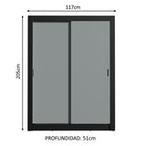 Placard Ropero Solteiro Madesa Denver 2 Puertas Corredizas Negro/Gris