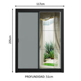 Placard Ropero Solteiro Madesa Denver 2 Puertas Corredizas con Espejo Negro/Gris