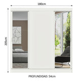 Placard Matrimonial Reno 3 Puertas Corredizas 2 con Espejos - Blanco