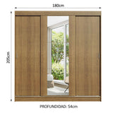 Placard Matrimonial Reno 3 Puertas Corredizas 1 con Espejo - Marrón