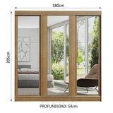 Placard Matrimonial Reno 3 Puertas Corredizas con Espejos - Marrón