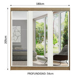 Placard Matrimonial Reno 3 Puertas Corredizas con Espejo - Marrón/Blanco