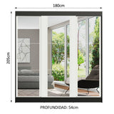 Placard Matrimonial Reno con 3 Puertas Corredizas de Espejo Negro/Blanco