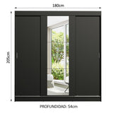 Placard Matrimonial Reno 3 Puertas Corredizas con Espejo Negro