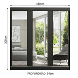 Placard Matrimonial Reno 3 Puertas Corredizas con Espejo Negro