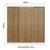 Placard Matrimonial Reno 3 Puertas Corredizas Y 4 Cajones - Blanco/Marrón