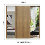 Placard Matrimonial Reno 3 Puertas Corredizas 2 Con Espejo - Blanco/Marrón