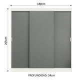 Placard Ropero Casal Madesa Reno 3 Puertas Corredizas Blanco/Gris