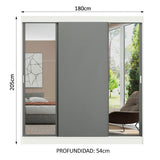 Placard Ropero Casal Madesa Reno 3 Puertas Corredizas con Espejos Blanco/Gris