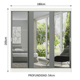 Placard Ropero Casal Madesa Reno 3 Puertas Corredizas de Espejo Blanco/Gris