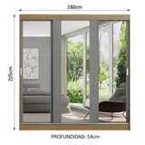 Placard Ropero Casal Madesa Reno 3 Puertas Corredizas de Espejo Marrón/Gris