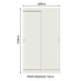 Placard Ropero Solteiro Madesa Tokio 2 Puertas Corredizas con 2 Cajones Blanco