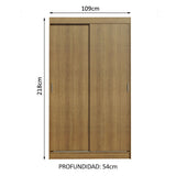 Placard Ropero Solteiro Madesa Tokio 2 Puertas Corredizas 2 Cajones Marrón