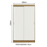Placard Ropero Solteiro Madesa Tokio 2 Puertas Corredizas 2 Cajones Marrón/Blanco