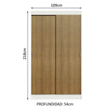 Placard Ropero Solteiro Madesa Tokio 2 Puertas Corredizas 2 Cajones Blanco/Marrón