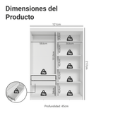 Closet Abierto Madesa Venus 121 cm con 2 Cajones, Perchero y 5 Estantes Blanco